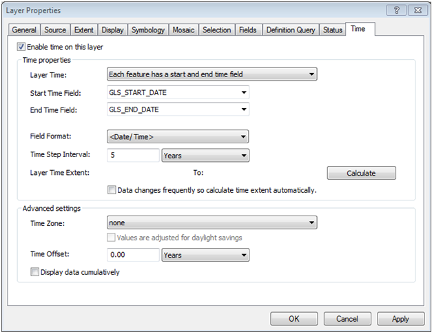 Landsat 2: Time tab