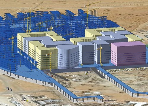 Staff at the City of Masdar use GIS to model building information throughout the life cycle of the project.