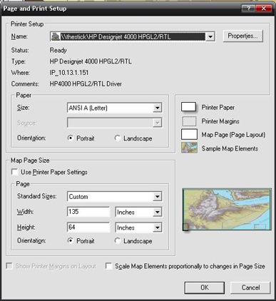 Page and Print Setup dialog box