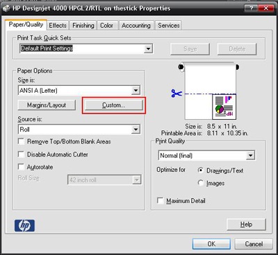 printer properties dialog box