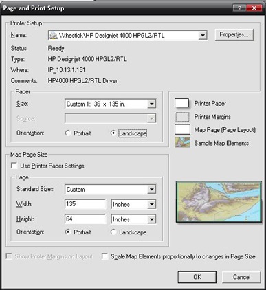 print page setup dialog box