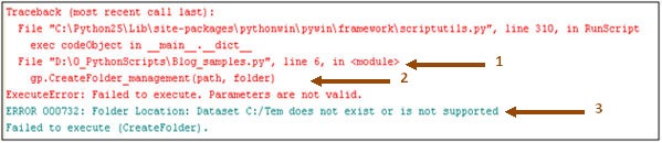 screen shot of typical Python error message