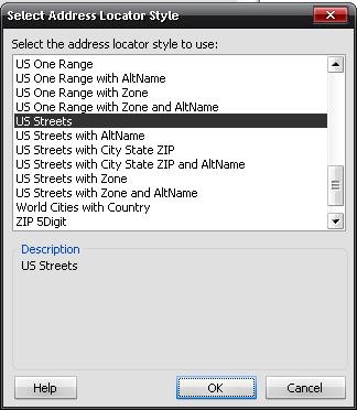 Select Address Locator Style dialog box